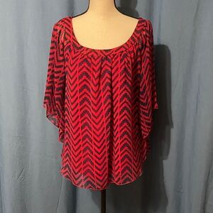Justify Red and Black Chevron Blouse